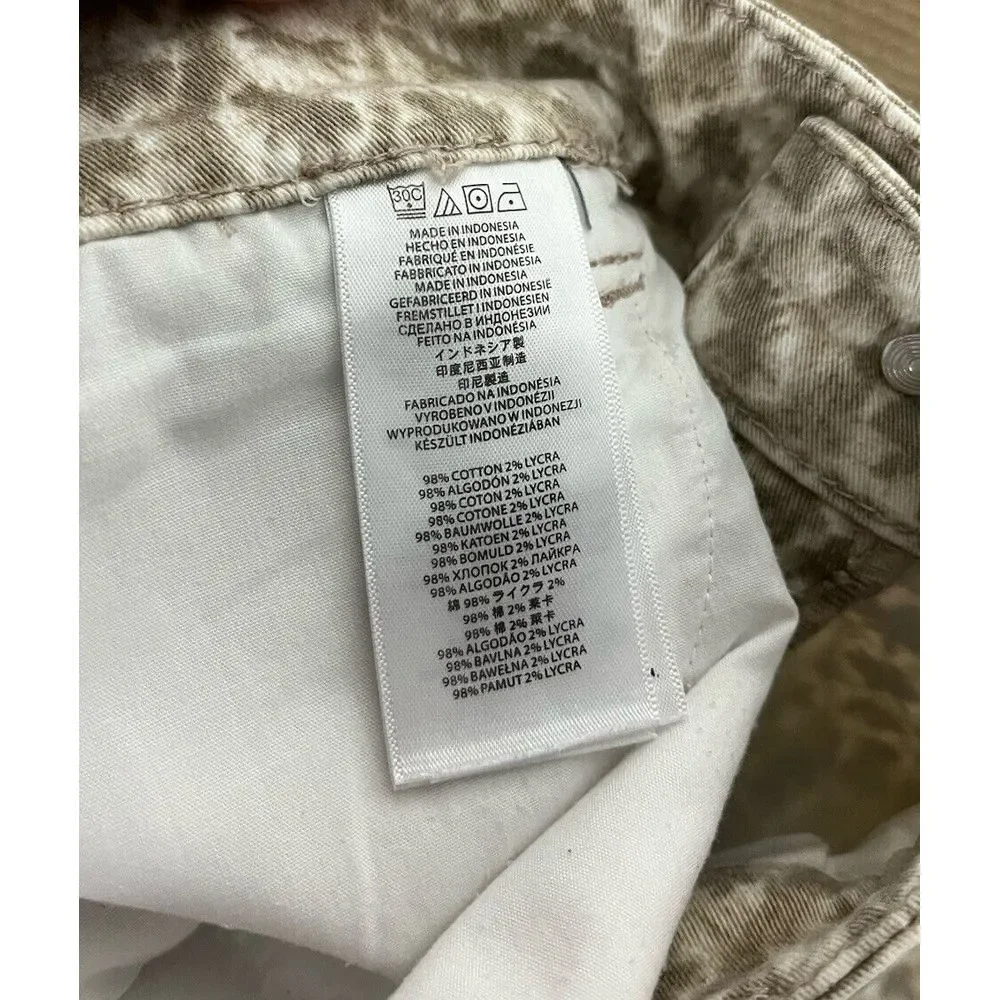 Michael Kors Tan Beige Geometric Print Pants, Size 10 Cotton‎